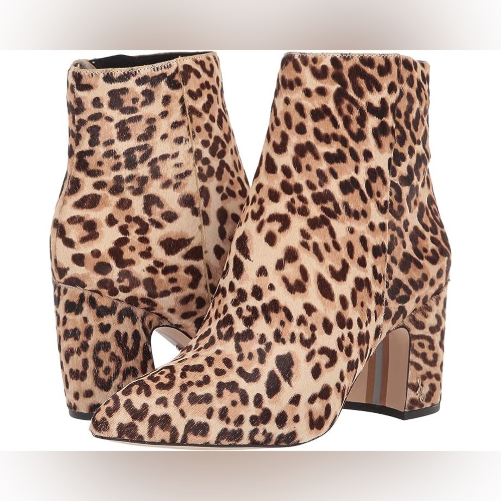 Sam Edelman Hilty Brown/Black Leopard Print Heeled Ankle Boots